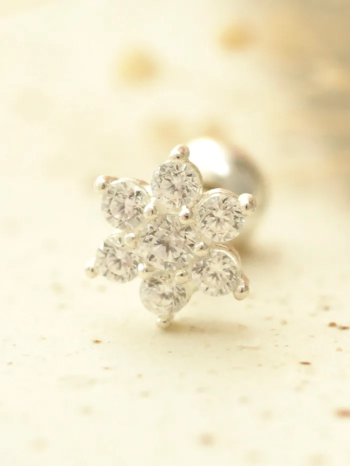 925 Silver Lovely Flower cartilage earring 16g MinimalBijoux Earrings