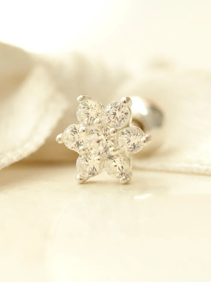 925 Silver Lovely Flower cartilage earring 16g MinimalBijoux Earrings