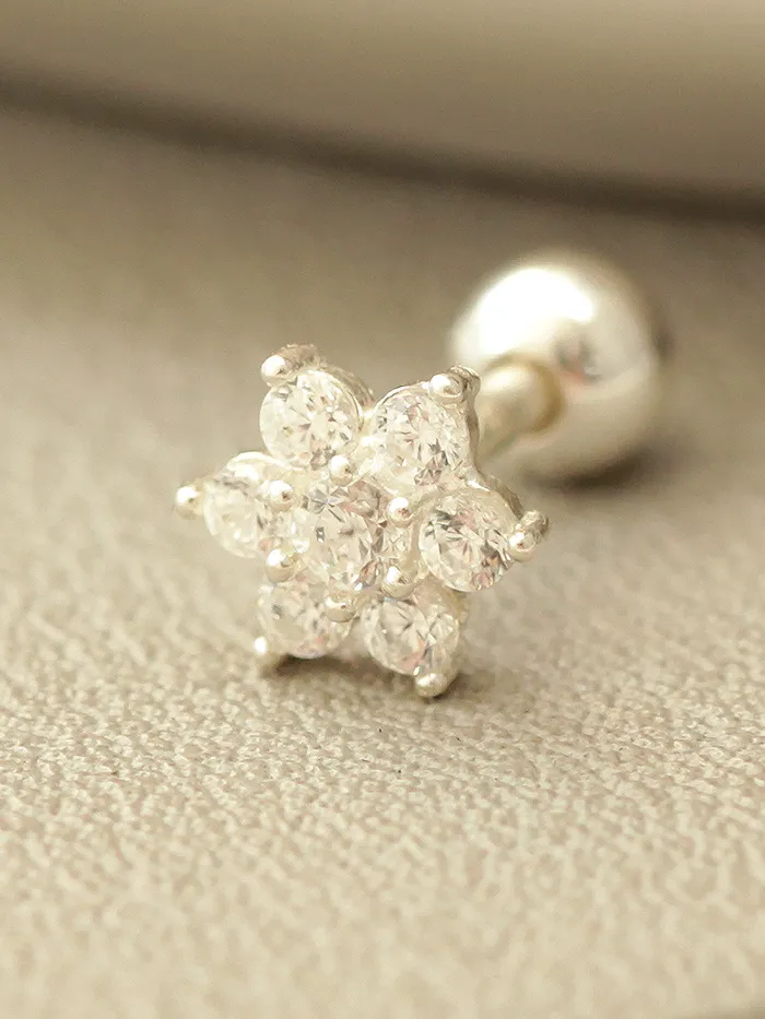 925 Silver Lovely Flower cartilage earring 16g MinimalBijoux Earrings