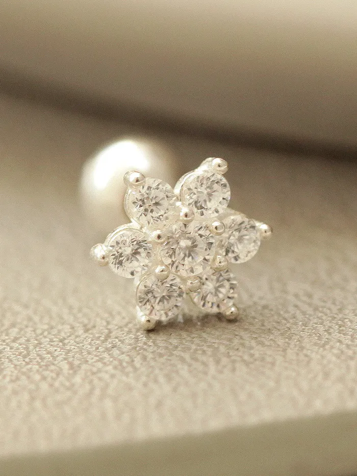 925 Silver Lovely Flower cartilage earring 16g MinimalBijoux Earrings