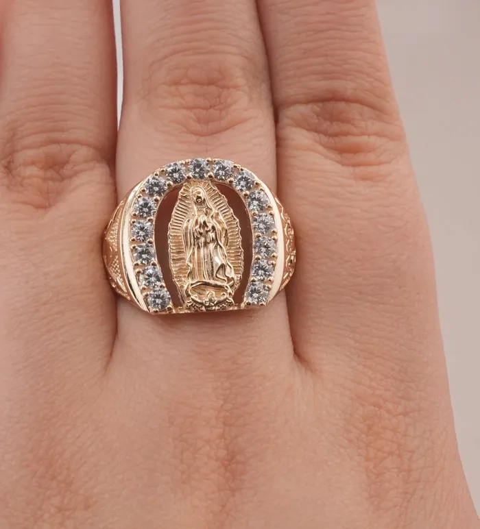 AB and J Rings 14K Gold Virgencita Mens Ring RG1419 AB and J Rings 14K Gold Virgencita Mens Ring RG1419