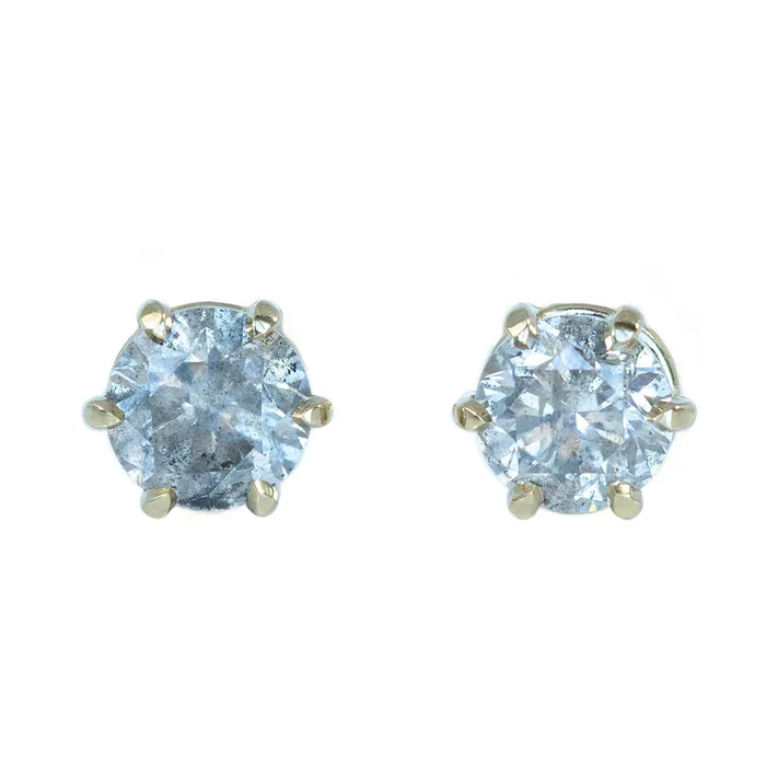 Anueva Jewelry Earrings 140ctw Salt And Pepper Diamond Stud Earrings in 6 Prong Settings in 14K Yellow Gold
