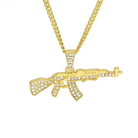 apollo31gold MICRO DIAMOND AK 47 NECKLACE Necklaces