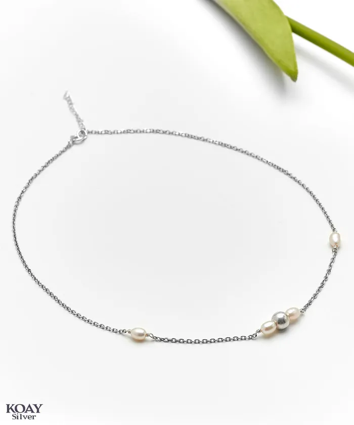 Ball And Pearl Necklace KOAY Silver Store Necklaces