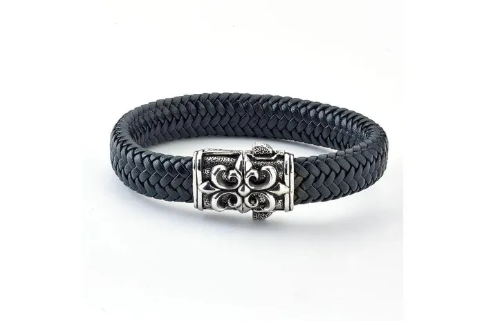 Bracelets Samuel B Fleur De Lis Leather Bracelet