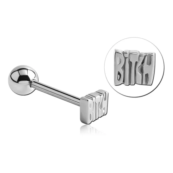 Bracelets Tulsa Body Jewelry Bitch Stainless Tongue Barbell