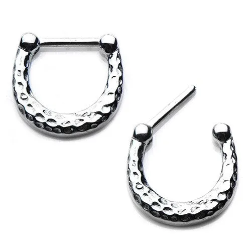 Bracelets Tulsa Body Jewelry Hammered Stainless Septum Clicker