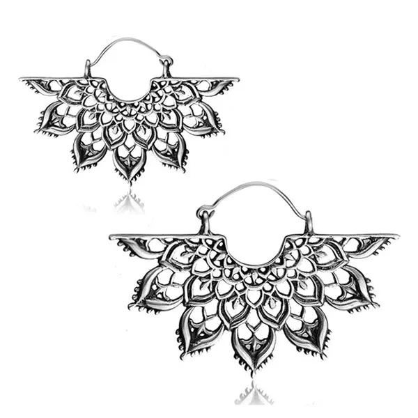 Chaotic Trading Mandala Fan White Brass Earrings Earrings