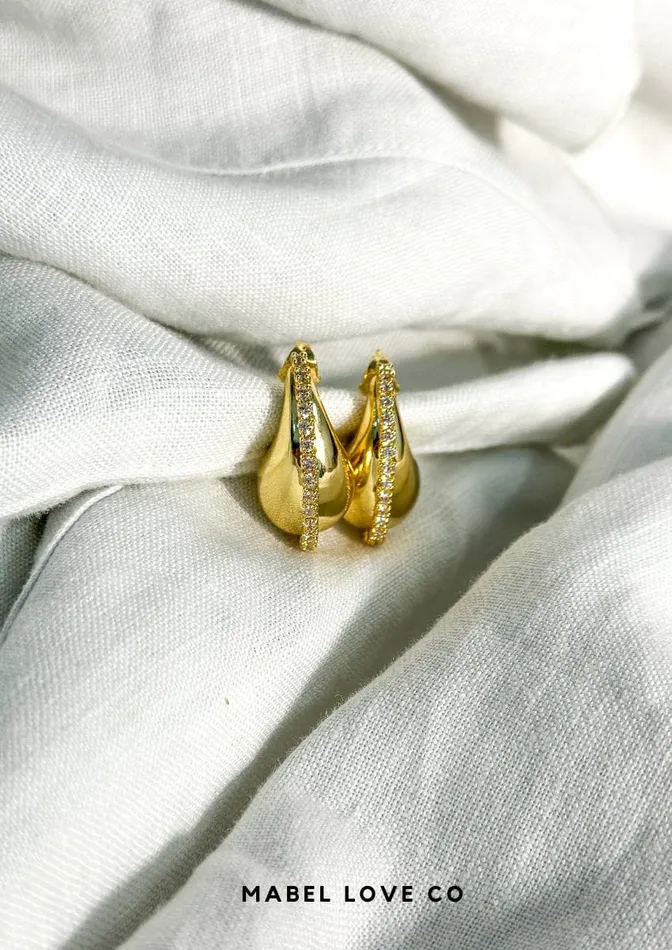 Chunky Teardrop Zircon Earrings Mabel Love Boutique Earrings