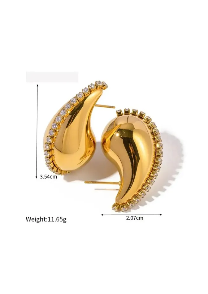 Chunky Teardrop Zircon Earrings Mabel Love Boutique Earrings