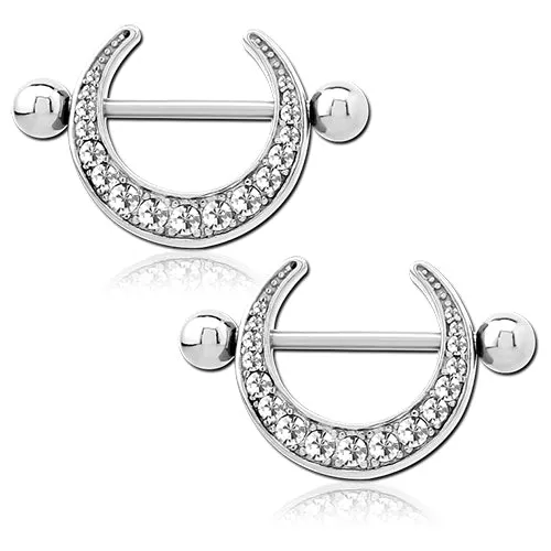 CZ Crescent Stainless Nipple Shields Tulsa Body Jewelry Bracelets