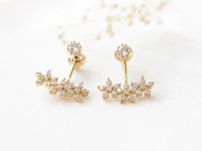 CZ Flower Ear jacket MinimalBijoux Earrings