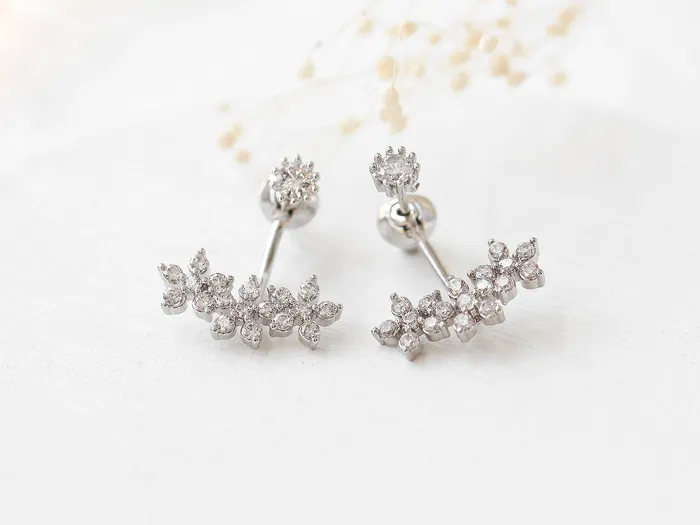 CZ Flower Ear jacket MinimalBijoux Earrings