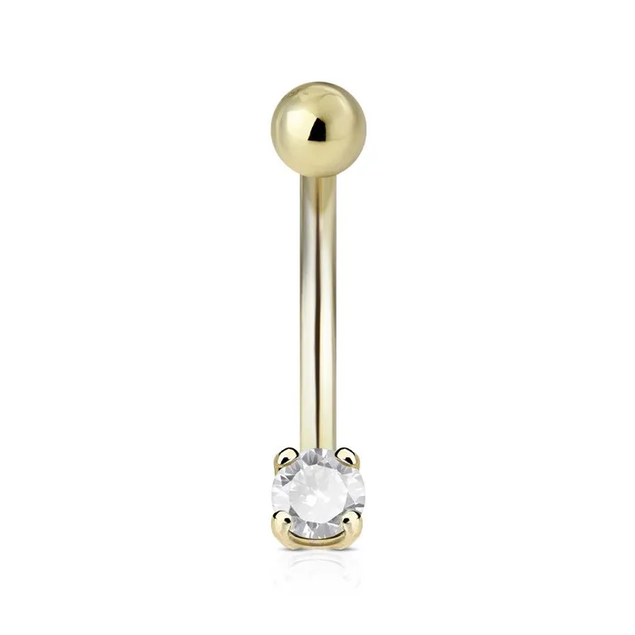 CZ Yellow 14k Gold Eyebrow Barbell Tulsa Body Jewelry PreStyled Sets