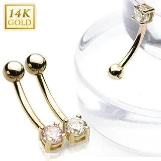 CZ Yellow 14k Gold Eyebrow Barbell Tulsa Body Jewelry PreStyled Sets CZ Yellow 14k Gold Eyebrow Barbell Tulsa Body Jewelry PreStyled Sets