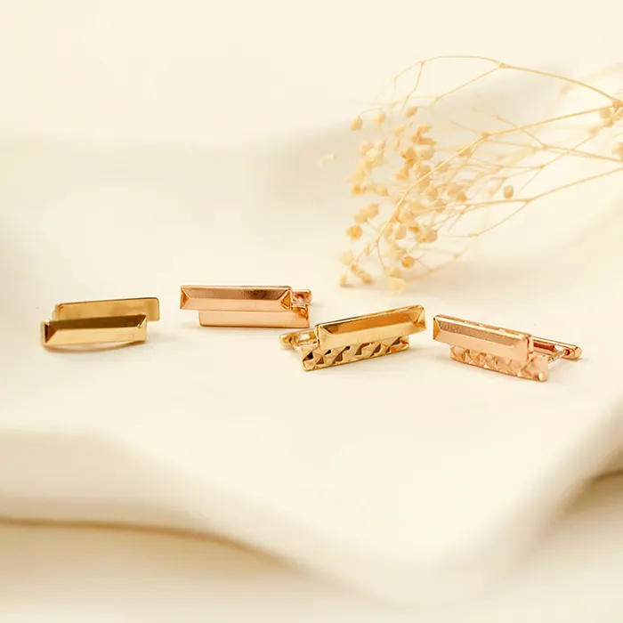 Earrings 14K Gold Double Sticks Cartilage Hoop Earring MinimalBijoux