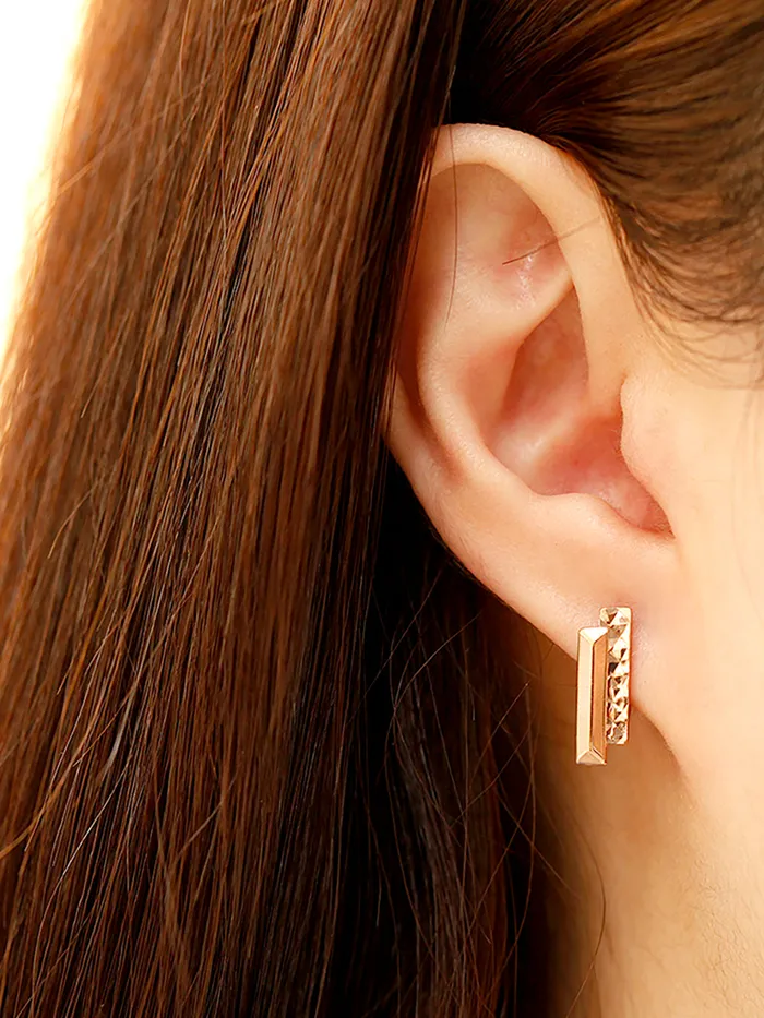 Earrings 14K Gold Double Sticks Cartilage Hoop Earring MinimalBijoux