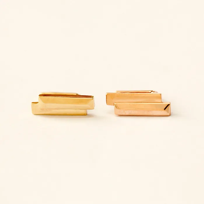 Earrings 14K Gold Double Sticks Cartilage Hoop Earring MinimalBijoux