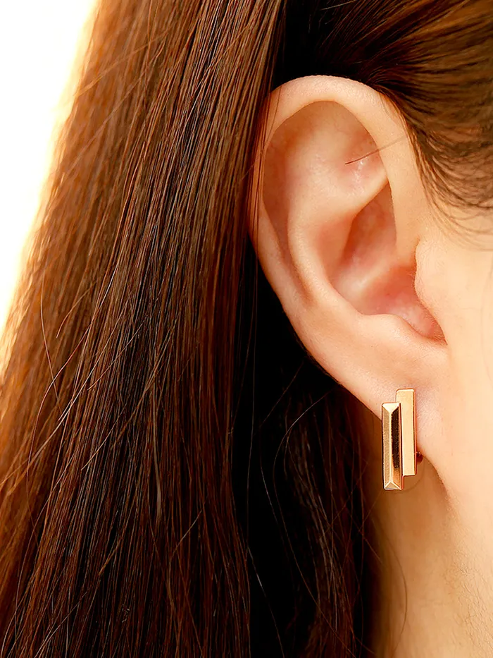Earrings 14K Gold Double Sticks Cartilage Hoop Earring MinimalBijoux