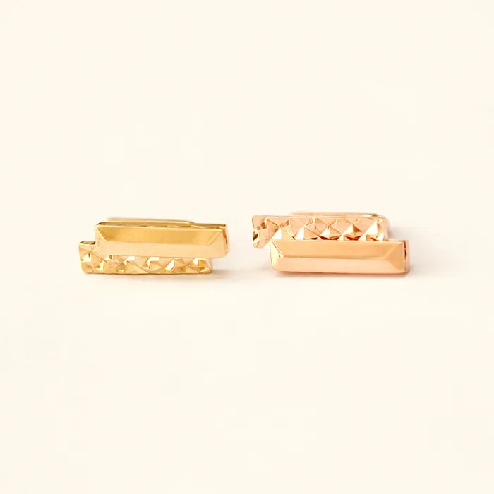 Earrings 14K Gold Double Sticks Cartilage Hoop Earring MinimalBijoux