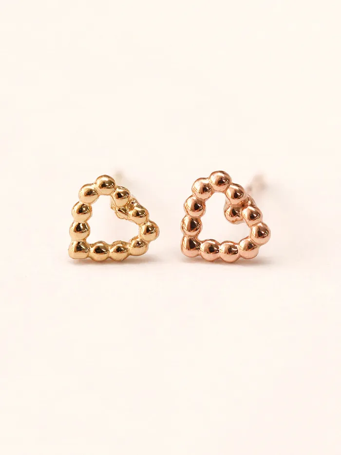 Earrings 14K Gold Heart Bubble Balls Stud Earring MinimalBijoux