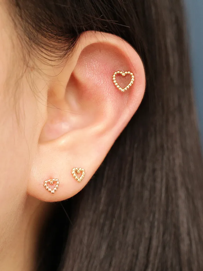 Earrings 14K Gold Heart Bubble Balls Stud Earring MinimalBijoux