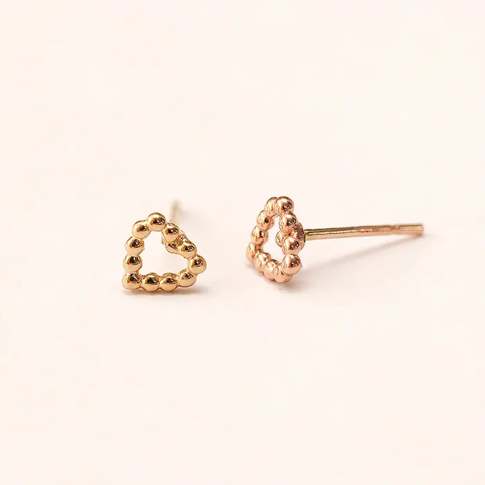 Earrings 14K Gold Heart Bubble Balls Stud Earring MinimalBijoux