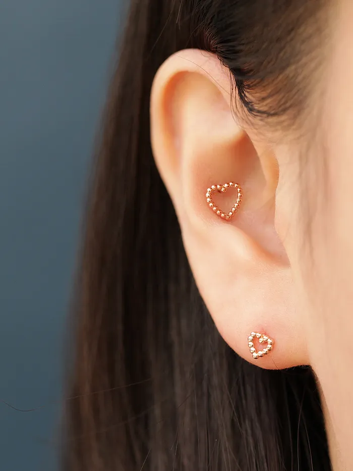Earrings 14K Gold Heart Bubble Balls Stud Earring MinimalBijoux