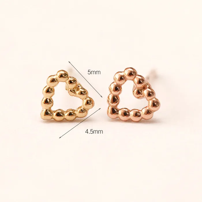 Earrings 14K Gold Heart Bubble Balls Stud Earring MinimalBijoux