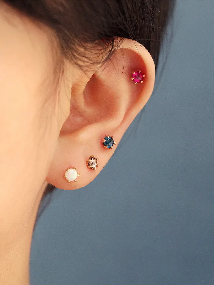 Earrings 14K Gold Rose Cut Cubic Cartilage Earring 20G18G MinimalBijoux