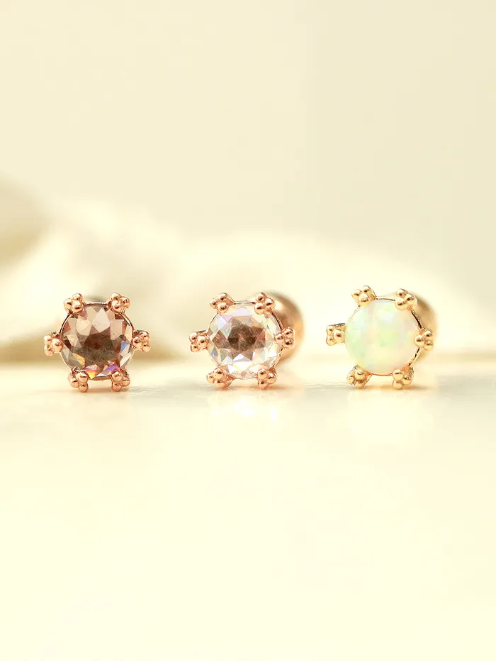 Earrings 14K Gold Rose Cut Cubic Cartilage Earring 20G18G MinimalBijoux