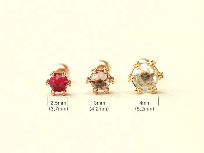 Earrings 14K Gold Rose Cut Cubic Cartilage Earring 20G18G MinimalBijoux