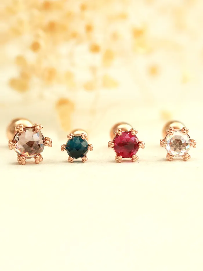 Earrings 14K Gold Rose Cut Cubic Cartilage Earring 20G18G MinimalBijoux