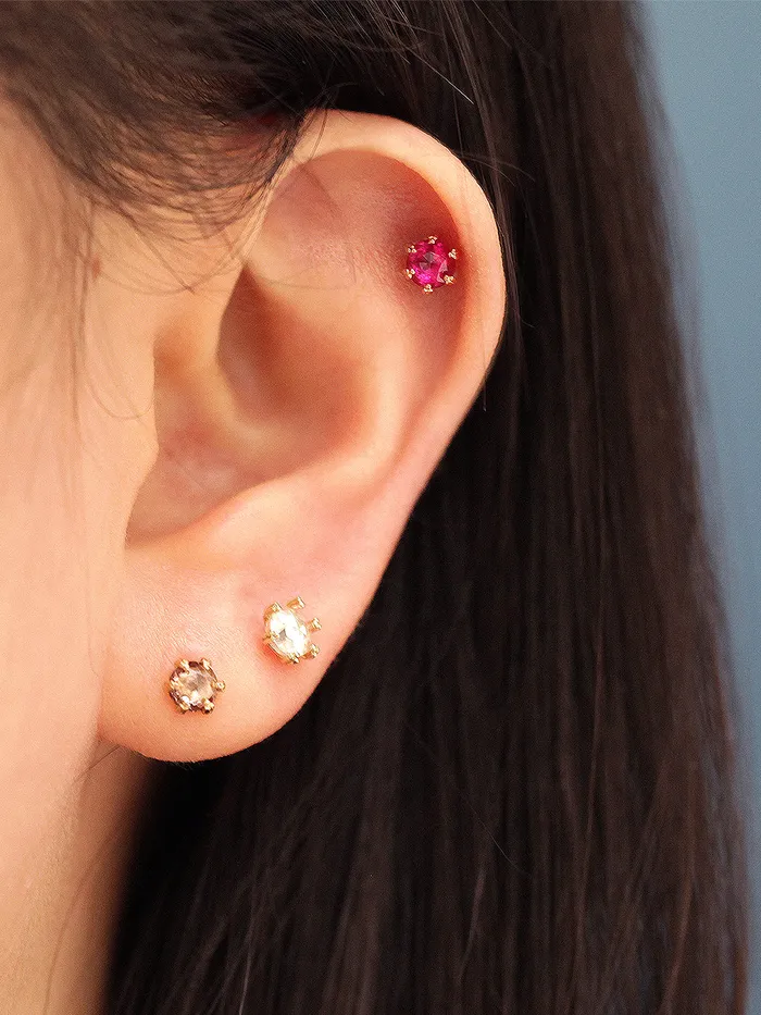 Earrings 14K Gold Rose Cut Cubic Cartilage Earring 20G18G MinimalBijoux