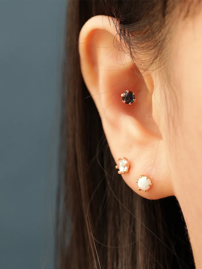 Earrings 14K Gold Rose Cut Cubic Cartilage Earring 20G18G MinimalBijoux