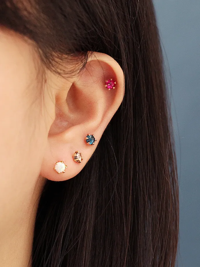 Earrings 14K Gold Rose Cut Cubic Cartilage Earring 20G18G MinimalBijoux