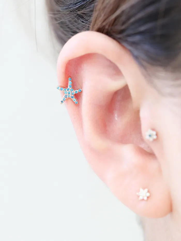 Earrings 14K Gold Starfish Cartilage Earring 18g16g MinimalBijoux