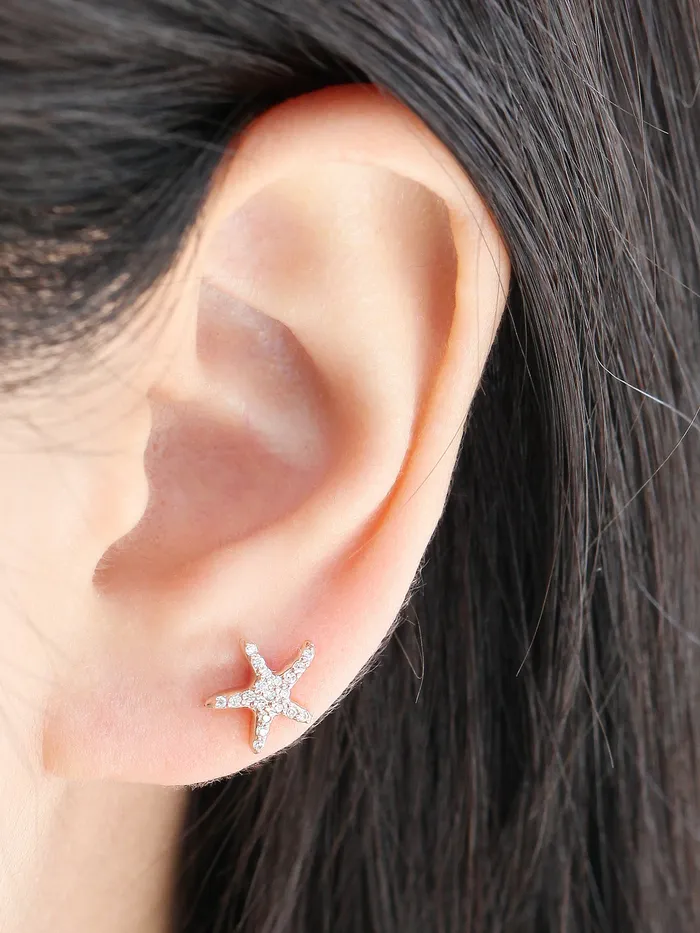Earrings 14K Gold Starfish Cartilage Earring 18g16g MinimalBijoux
