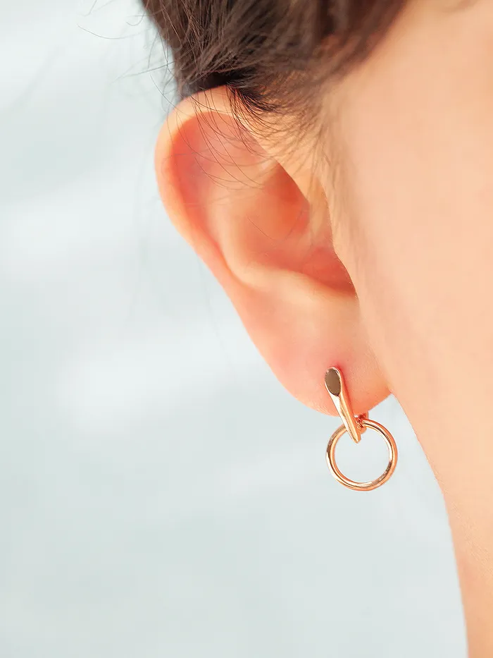 Earrings 14K Gold Volume Stick Circle Hoop Earring MinimalBijoux