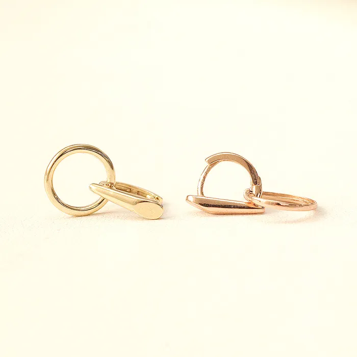 Earrings 14K Gold Volume Stick Circle Hoop Earring MinimalBijoux