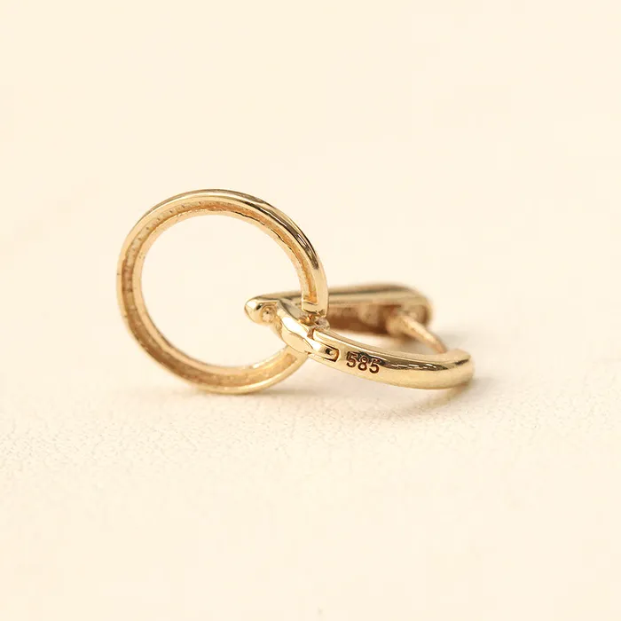 Earrings 14K Gold Volume Stick Circle Hoop Earring MinimalBijoux