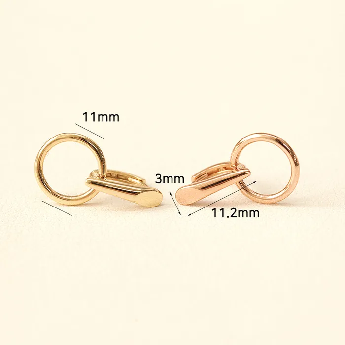 Earrings 14K Gold Volume Stick Circle Hoop Earring MinimalBijoux