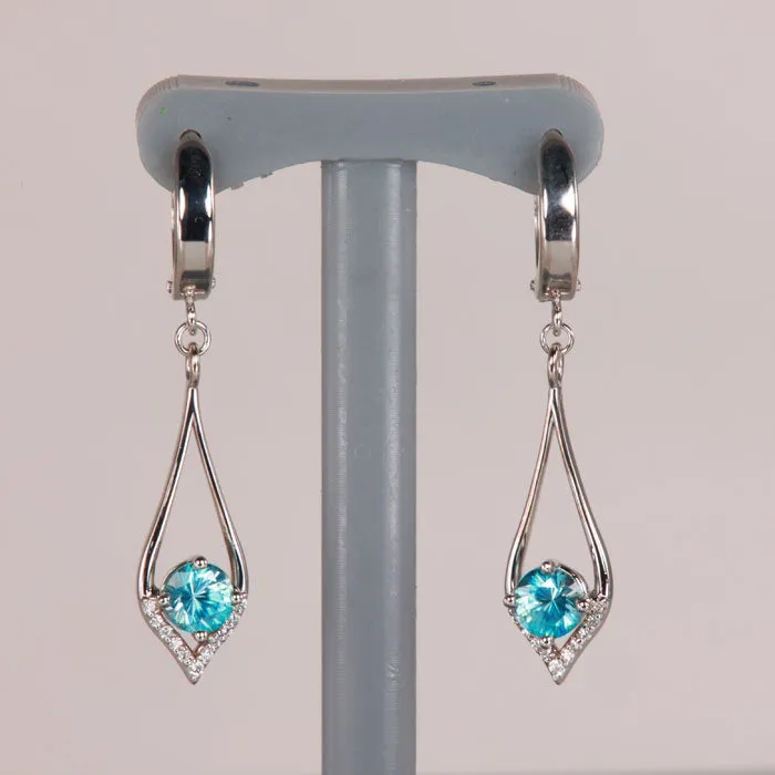 Earrings 14K White Gold Blue Zircon Earrings 120 Carats Moriartys Gem Art Earrings 14K White Gold Blue Zircon Earrings 120 Carats Moriartys Gem Art