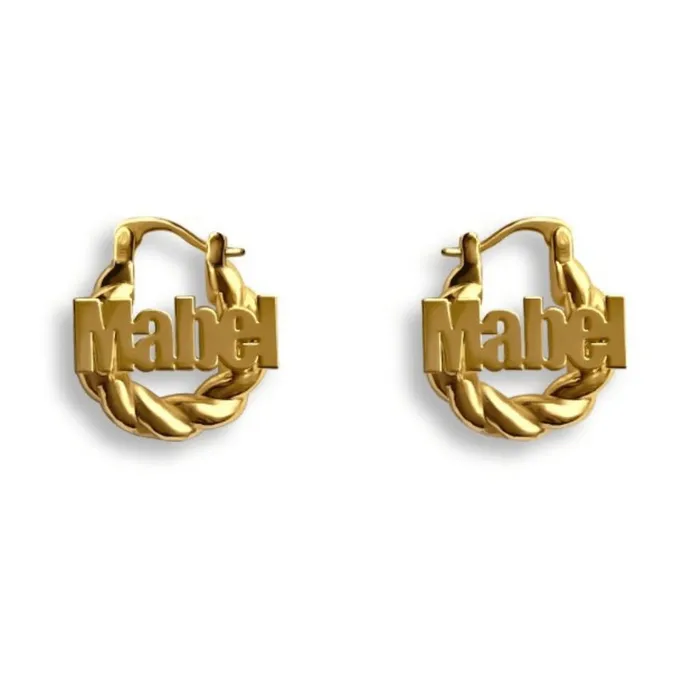 Earrings Mabel Love Co Personalized Hoop Earrings