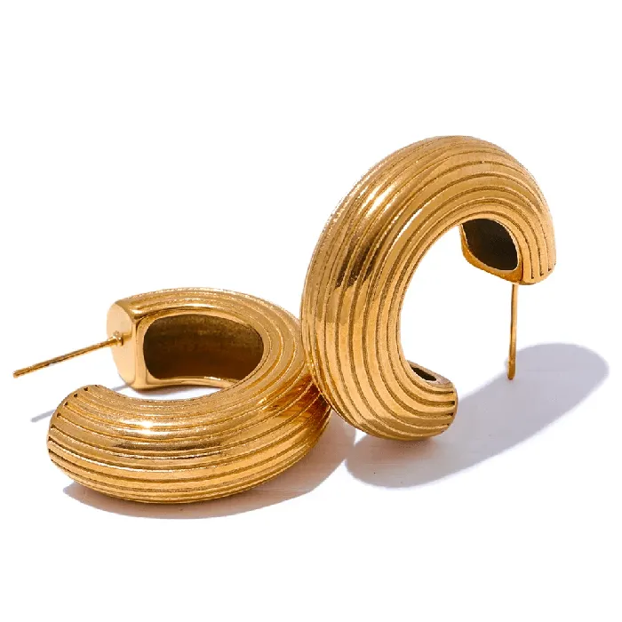 Earrings Mabel Love Co Textured Gold Hoop Earrings