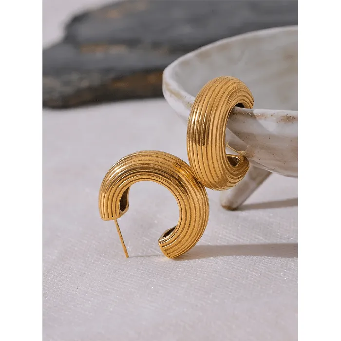 Earrings Mabel Love Co Textured Gold Hoop Earrings