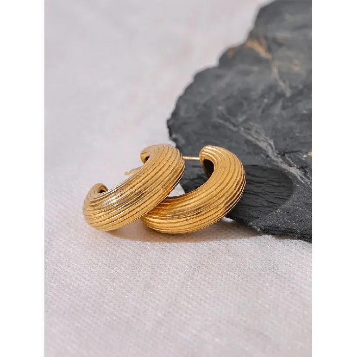 Earrings Mabel Love Co Textured Gold Hoop Earrings