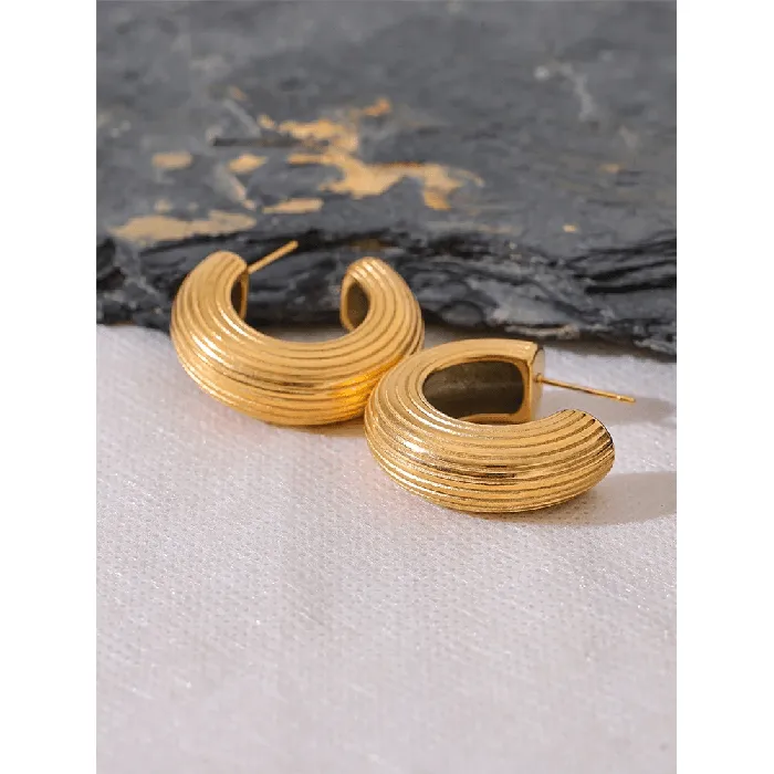 Earrings Mabel Love Co Textured Gold Hoop Earrings