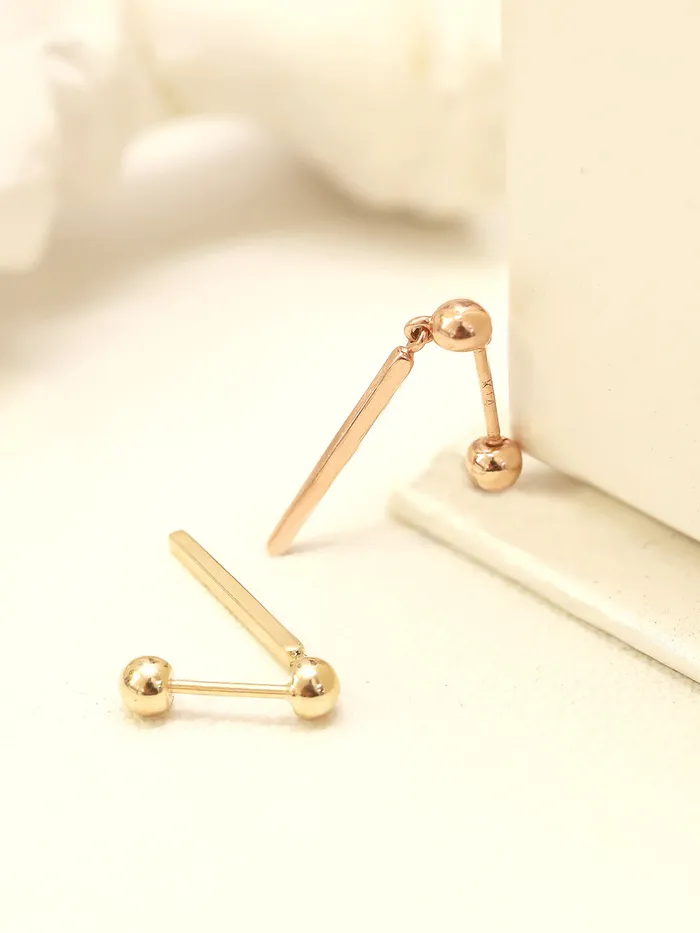 Earrings MinimalBijoux 14K Gold Ball Long Stick Cartilage Earring 20G18G16G
