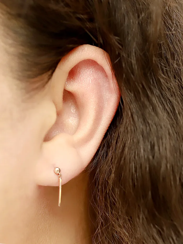 Earrings MinimalBijoux 14K Gold Ball Long Stick Cartilage Earring 20G18G16G